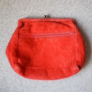 Kiss Lock Red Suede Cluch Purse